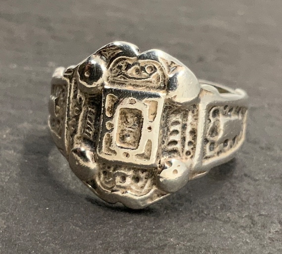Vintage Sterling Silver Fancy Statement Ring, UK … - image 4