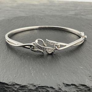 Vintage Diamond Sterling Silver Stacker Spacer Hinged Bangle