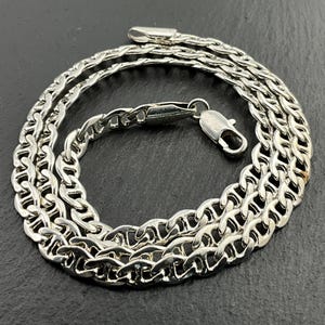 Vintage Heavy Sterling Silver Anchor Mariner Link Necklace