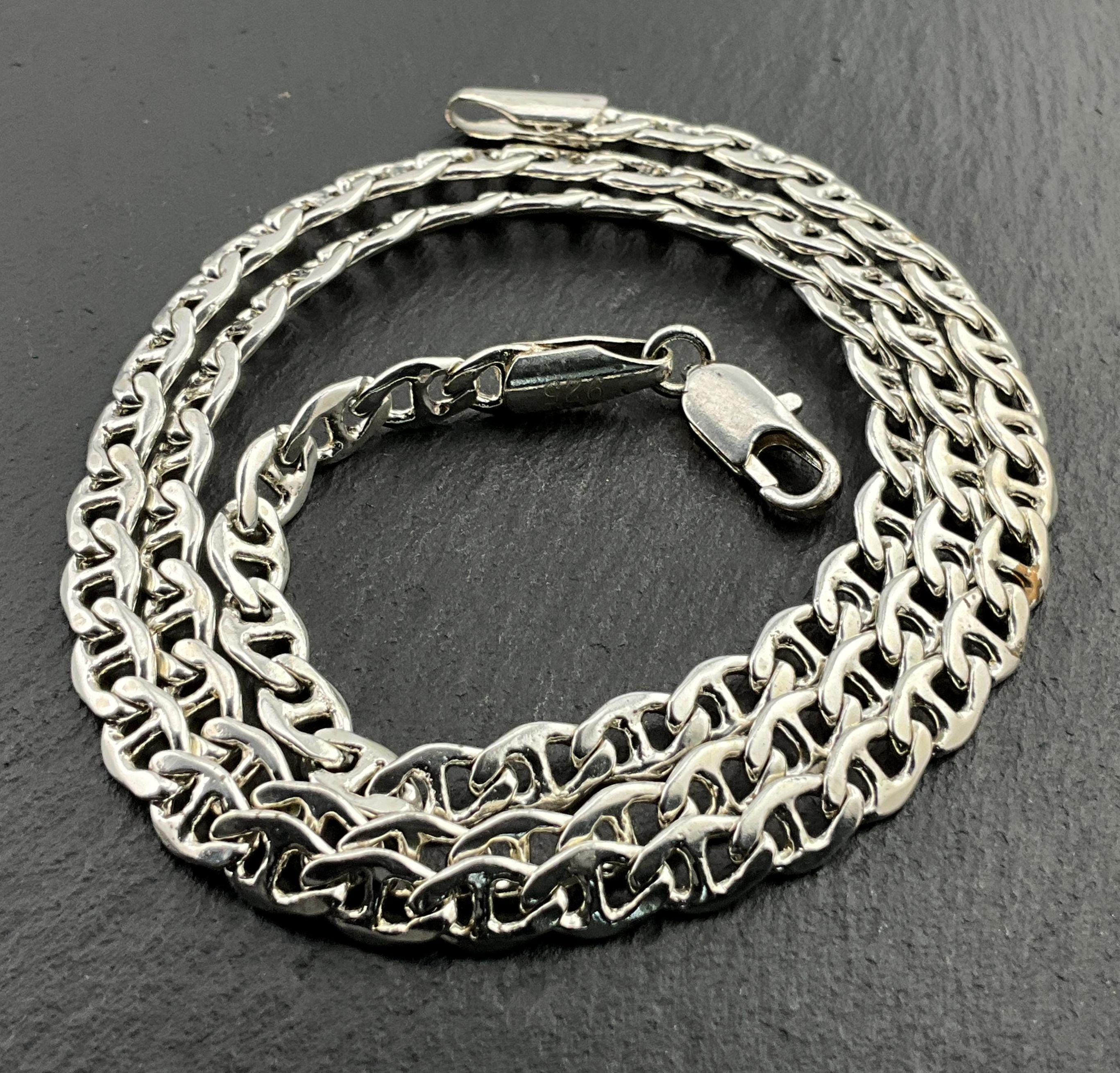 Vintage Heavy Sterling Silver Anchor Mariner Link Necklace - Etsy