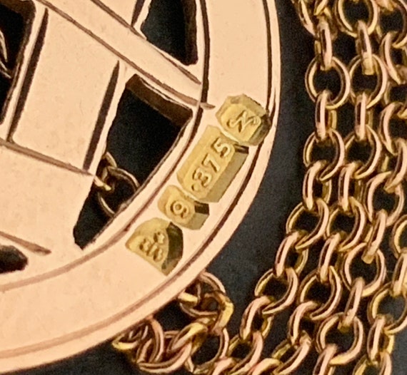 Antique 9ct Rose Gold Masonic Pendant Necklace - image 4