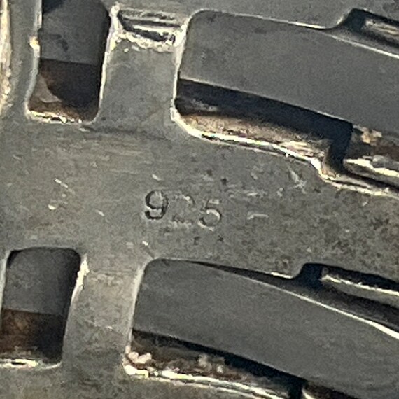 Vintage Solid Sterling Silver Agate Bangle - image 7