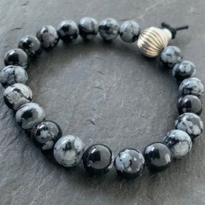 Vintage Sterling Silver Quartz Bead Bracelet