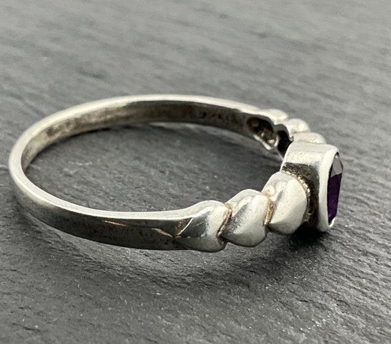 Vintage Amethyst Sterling Silver Statement Ring, … - image 6