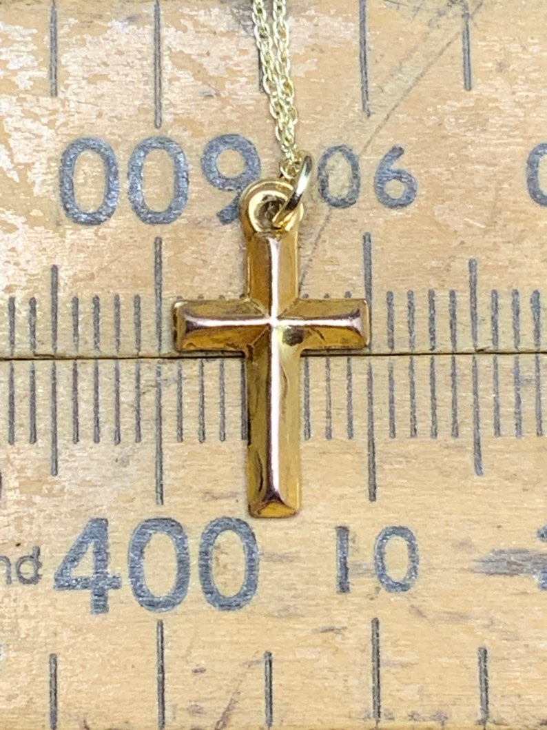 Vintage 9ct Gold Petite Cross Pendant Necklace Etsy UK