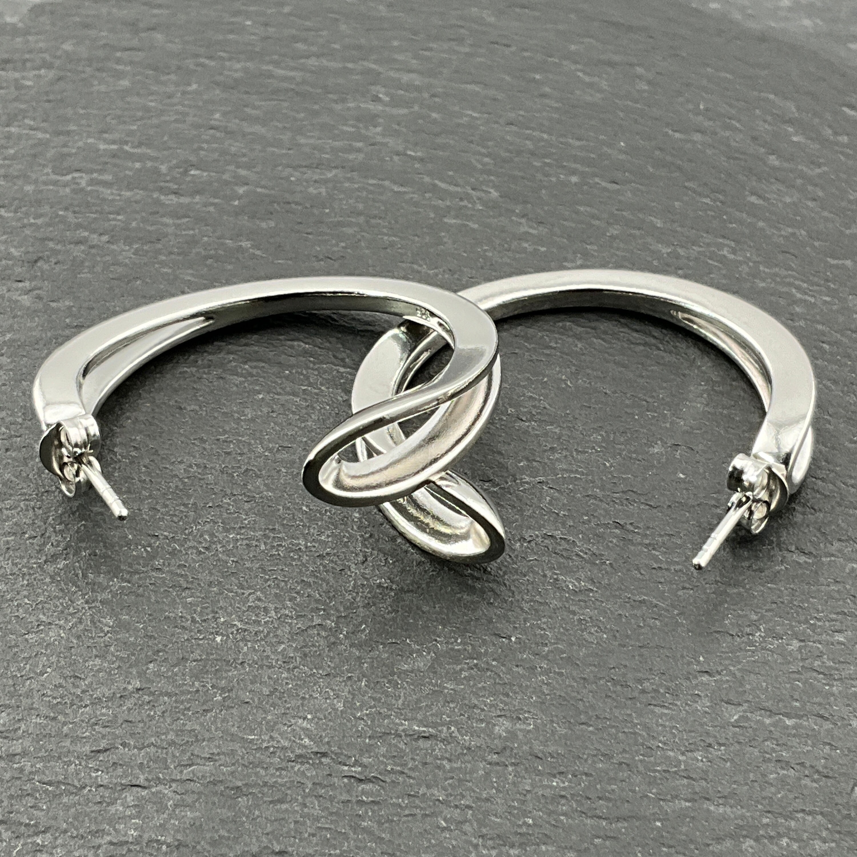 Vintage Sterling Silver Double Hoop Stud Earrings - Etsy