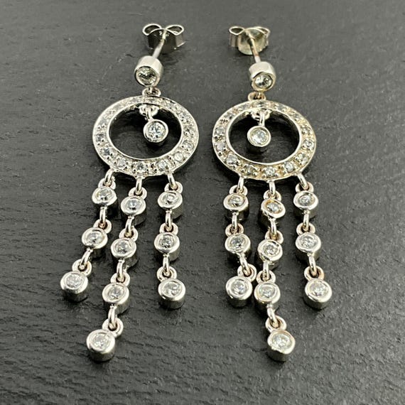 9ct gold CZ chandelier earrings 9ct gold CZ chandelier earrings