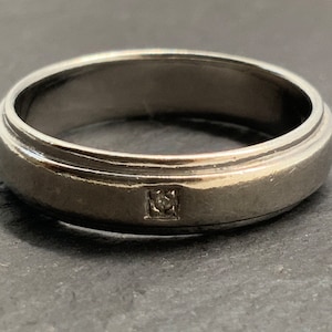 Vintage Diamant Sterling Silber Bandring, UK Größe O, US Größe 7, EU Größe 54