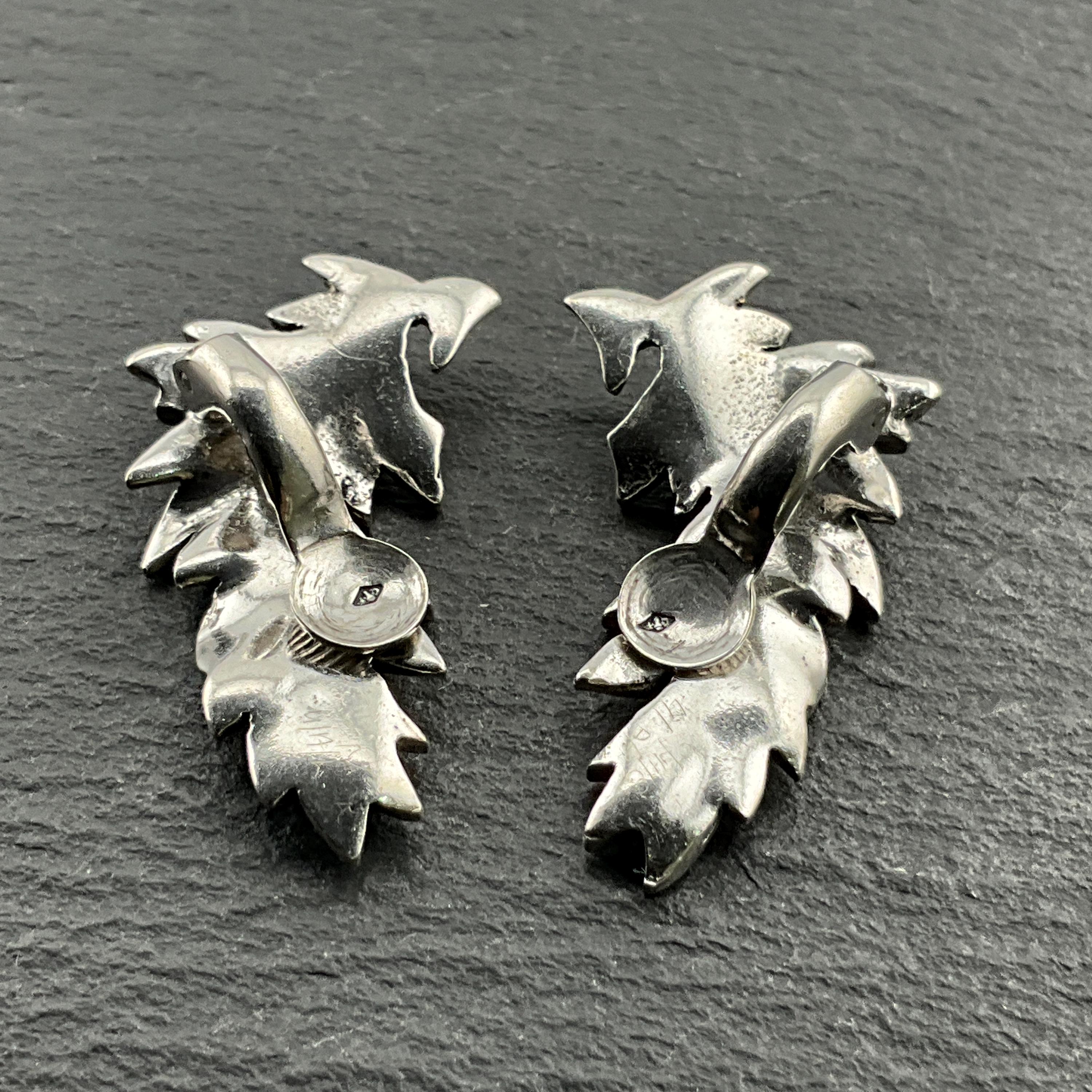 Vintage Marcasite Sterling Silver Leaf Clip-on Earrings - Etsy