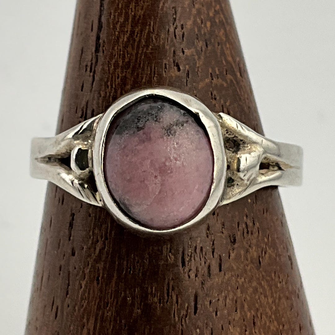 Vintage Rhodonite Sterling Silver Solitaire Ring, UK Size O, US Size 7 ...