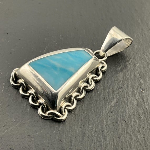 Chunky! Larimar Pendant - Sterling Silver - Larimar Jewelry  Larimar chunky sterling pendant display picture 1