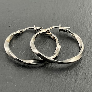 Vintage Sterling Silver Twisted Hoop Earrings