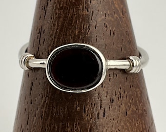 Anillo solitario vintage de cornalina en plata de ley, talla L (Reino Unido), talla 5 3/4 (EE. UU.), talla 51 (UE)