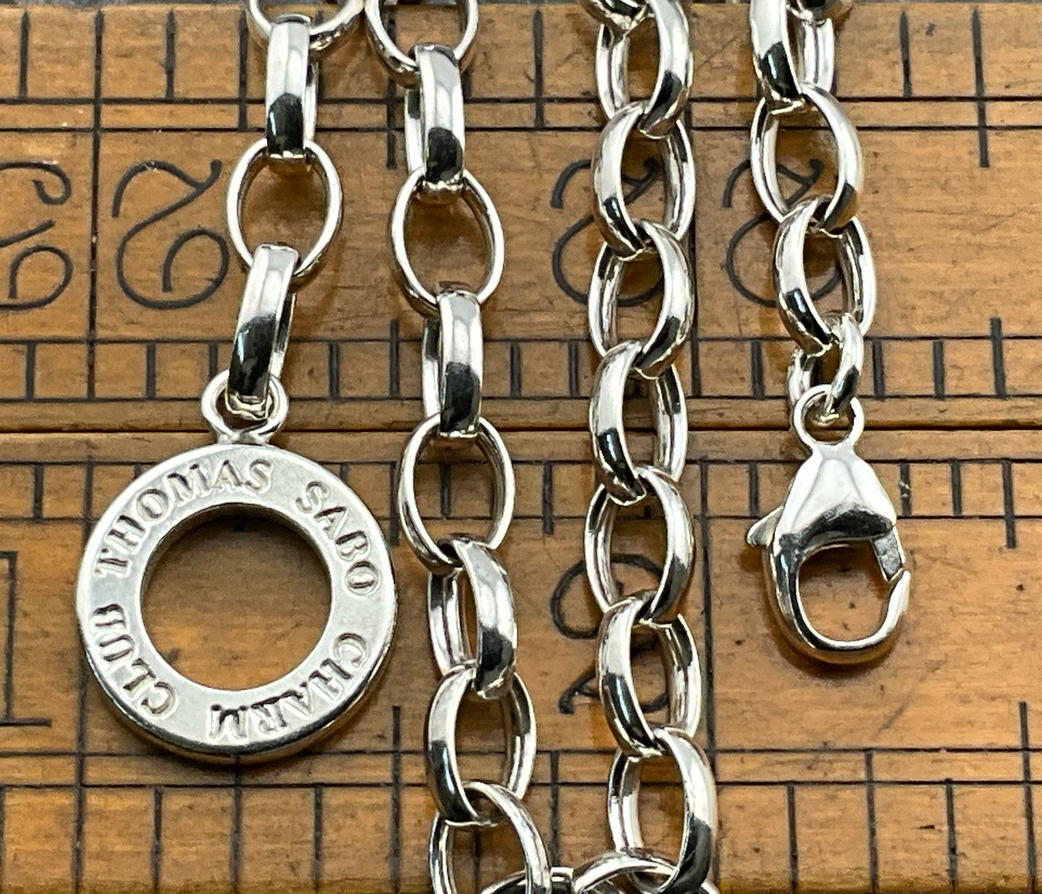 本物のトーマスサボスターリングシルバーファンシーリンクブレスレット 