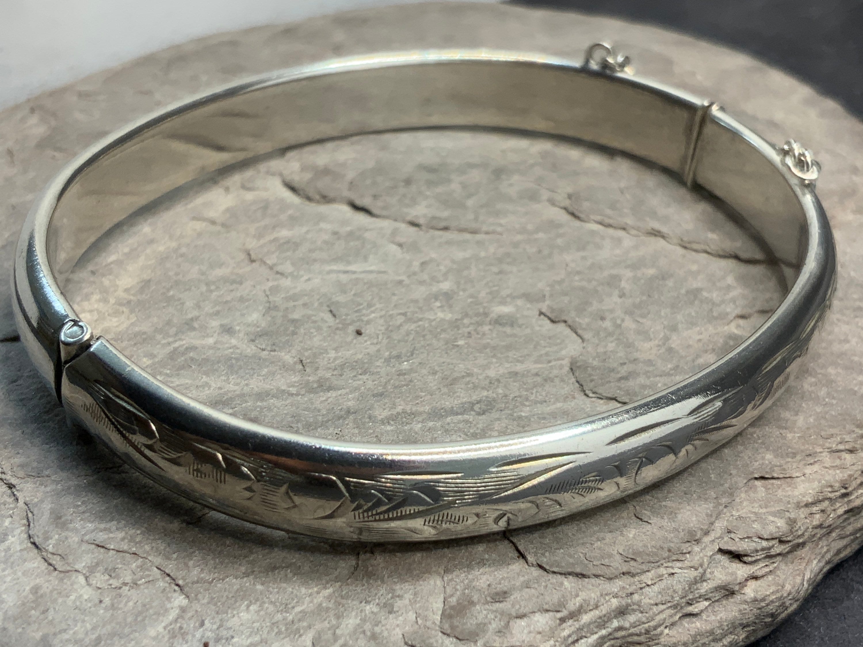 Vintage Charles Horner Sterling Silber Oval Klapparmreif