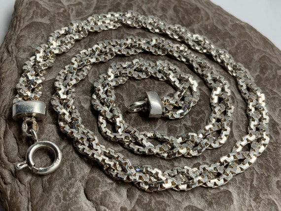 Vintage Solid Sterling Silver Interlocking Box Li… - image 2