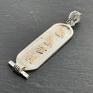 Vintage Egyptian Hieroglyphics Sterling Silver Pendant Necklace