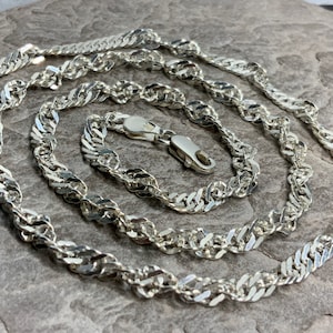 Vintage Sterling Silver Curb Twist Link Necklace
