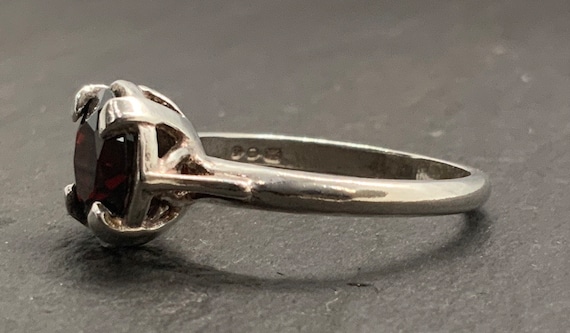 Vintage Sterling Silver Garnet Statement Ring, UK… - image 3