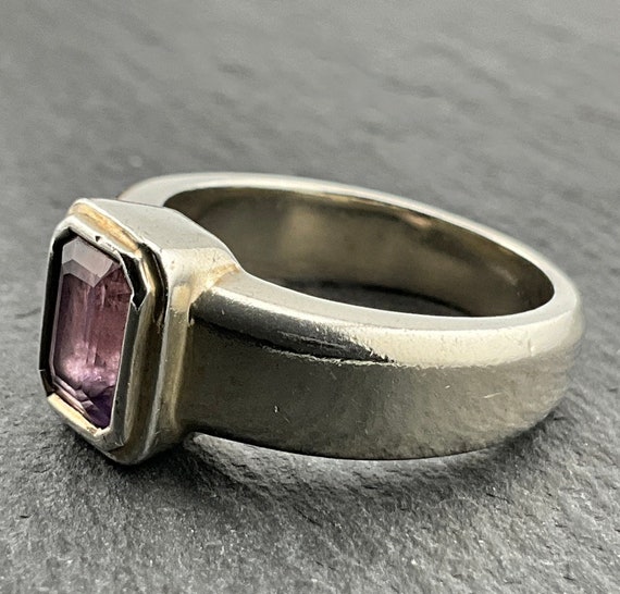 Vintage Amethyst Sterling Silver Ring, UK Size L,… - image 4
