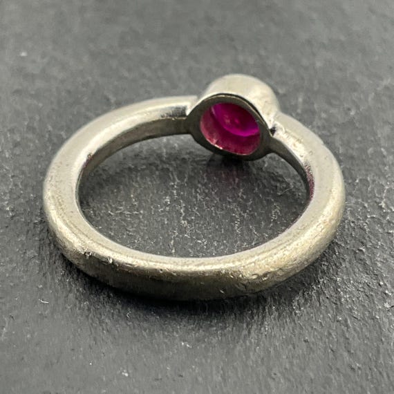 Vintage Ruby Sterling Silver Solitaire Ring, UK S… - image 4