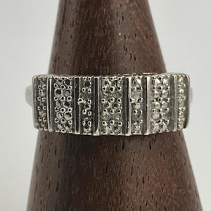 Vintage Diamant Sterling Silber Bandring, UK Größe O, US Größe 7, EU Größe 54