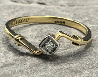 Vintage 18ct Gold Diamond Twist Ring, UK Size L, US Size 6, EU Size 51 1/2