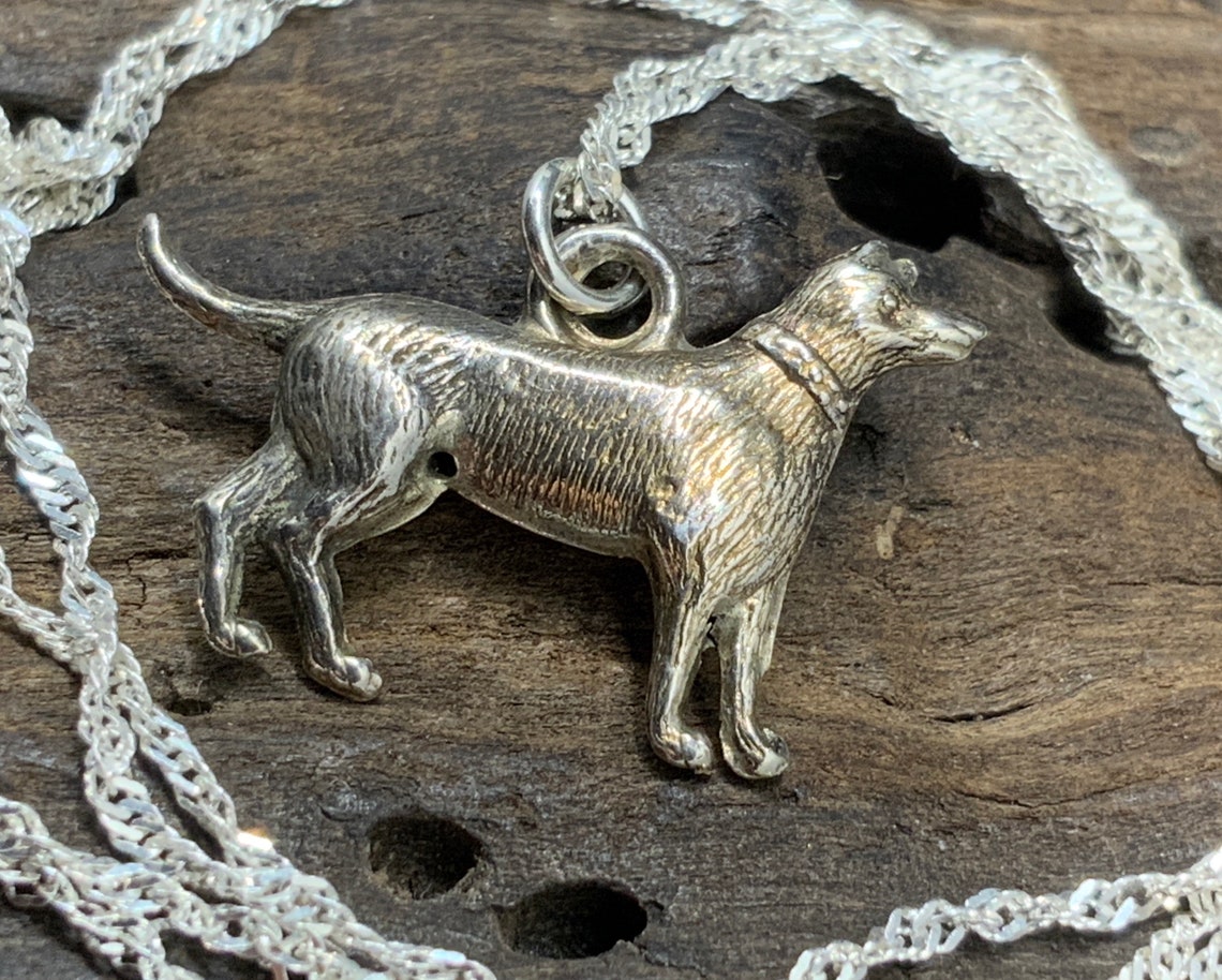 Vintage Sterling Silver Dog Pendant Necklace Etsy UK