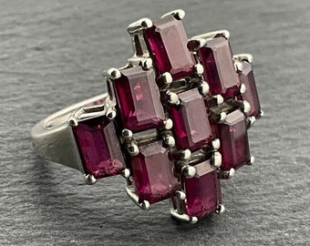 Vintage Tourmaline Sterling Silver Statement Ring, UK Size N, US Size 6 1/2, EU Size 52 3/4