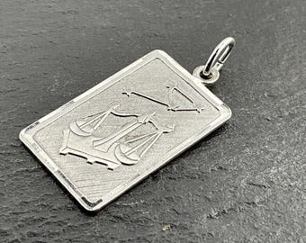Vintage Sterling Silver Zodiac Astrology Pendant Necklace