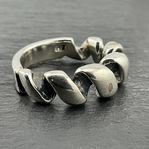 Genuine Sterling Silver Ring Solid Handmade Nicke… - image 3