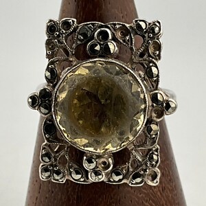 Anello vintage in argento sterling con citrino e marcasite, taglia UK M, taglia US 6, taglia EU 51 1/2 immagine 2