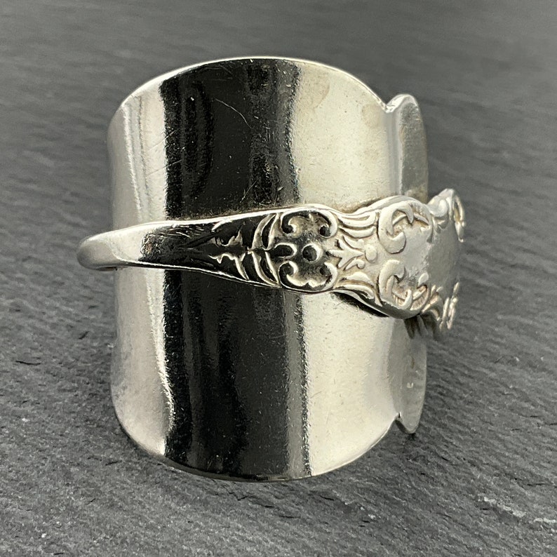 Antique Spoon Sterling Silver Wrap Statement Ring, UK Size V1/2, US