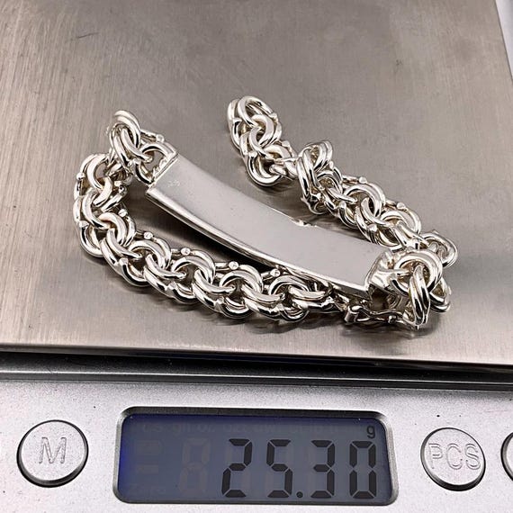 Vintage Fancy Sterling Silver ID Bracelet - Etsy