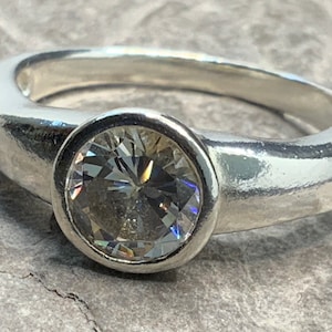 Vintage Chunky Sterling Silver Cubic Zirconia Stacker Spacer Ring, Size P