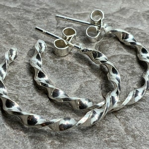 Vintage Sterling Silver Twist Hoop Earrings
