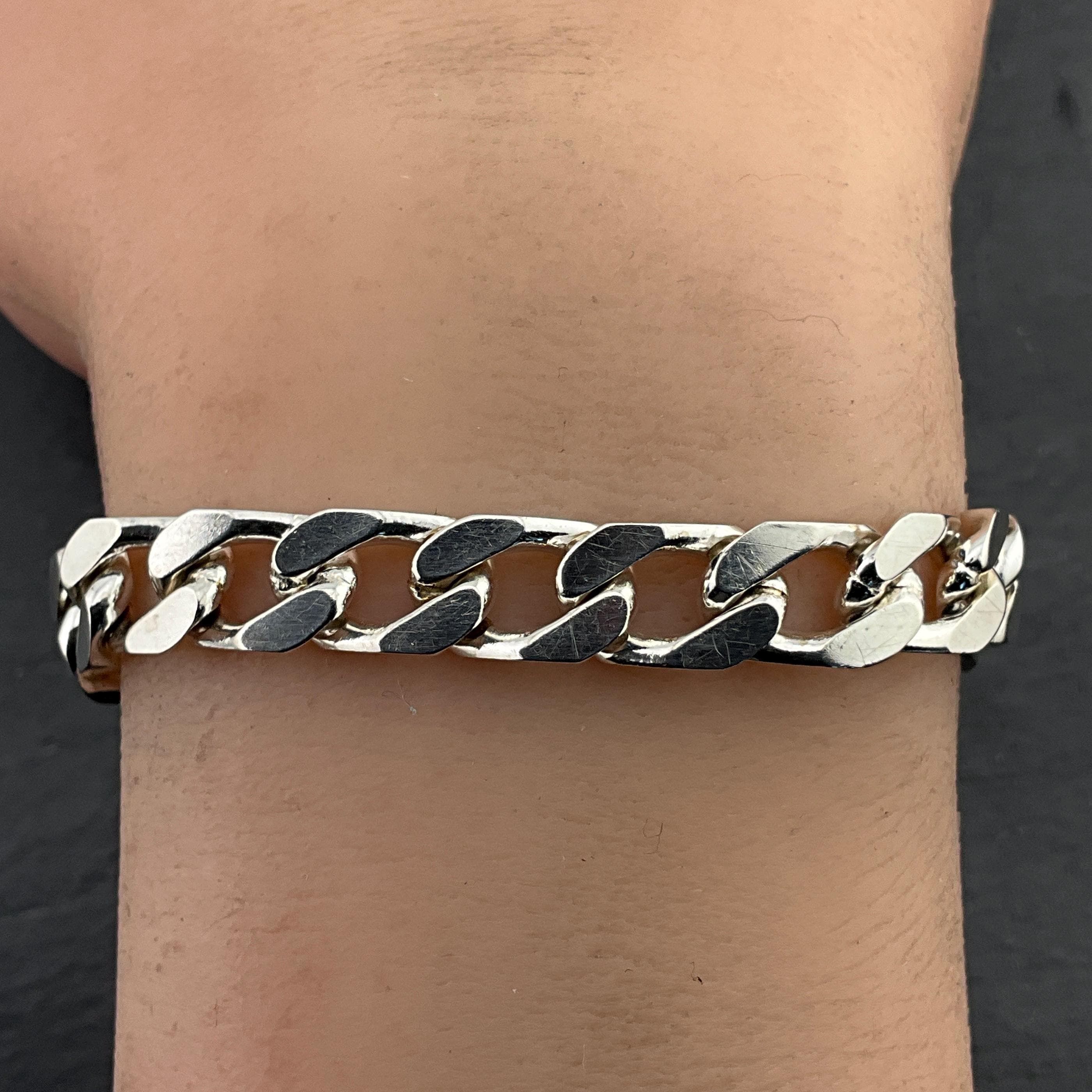 PRY シュウト Antique Silver Chain Bracelet Vintage Sterling Silver Chain Bracelet - Etsy