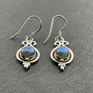 Vintage Labradorite Sterling Silver Dangle Earrings