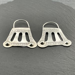 Vintage Sterling Silver Fancy Statement Hoop Dangle Earrings