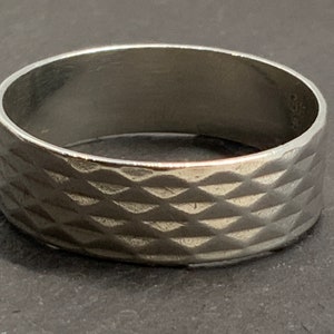 Vintage Sterling Silver Textured Band Ring, UK Size P, US Size 7 1/2, EU Size 55 1/4