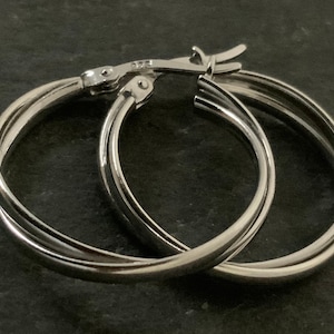 Vintage Sterling Silver Lever Hoop Earrings