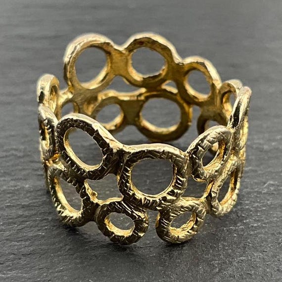 Vintage Sterling Silver Circle Pattern Statement … - image 2