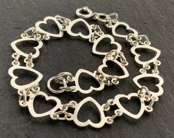 Vintage Sterling Silver Heart Bracelet