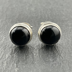 Vintage Sterling Silver Onyx Stud Earrings