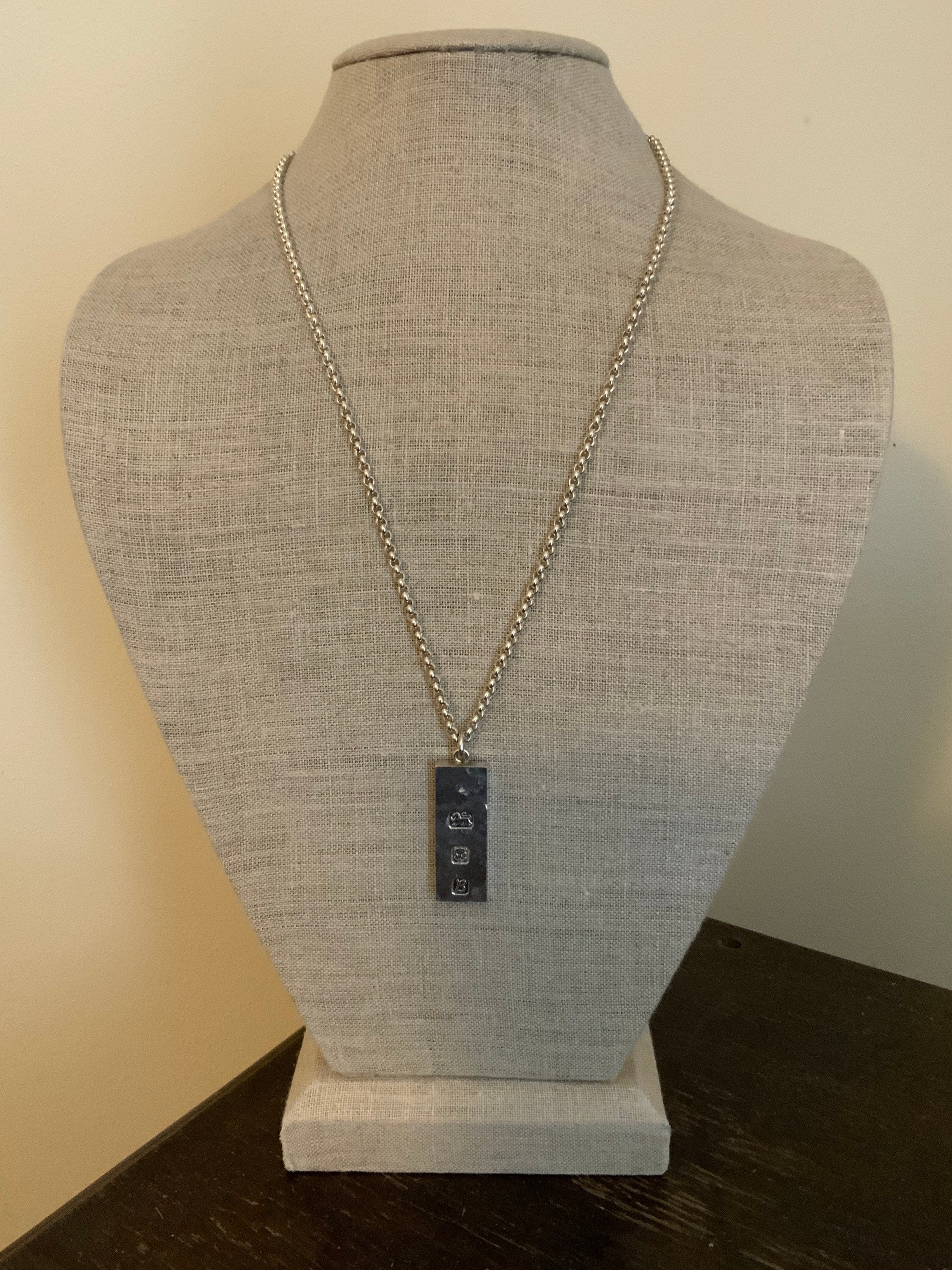 Vintage Heavy Sterling Silver Ingot Pendant Necklace Etsy