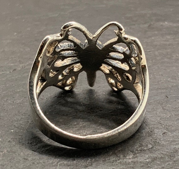 Vintage Sterling Silver Butterfly Ring, UK Size L… - image 6