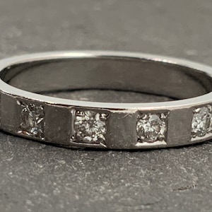 Vintage 18ct White Gold Diamond Band Ring, Size L1/2