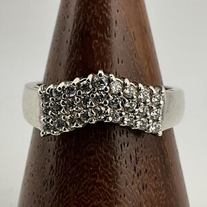 Vintage White Cubic Zirconia Sterling Silver Fancy Wishbone Ring, UK Size O1/2, US Size 7 1/4, EU Size 54 1/2