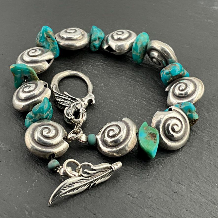 ヴィンテージ スターリングシルバー チャーム ターコイズ チェーン