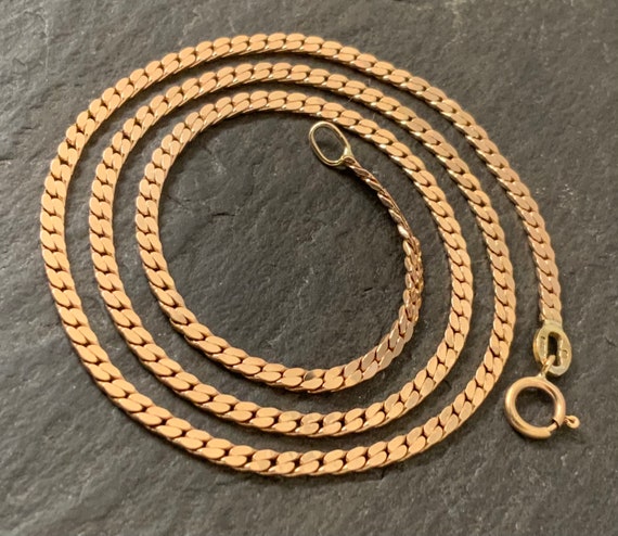 Vintage Solid 9ct Rose Gold Curb Link Necklace - image 2